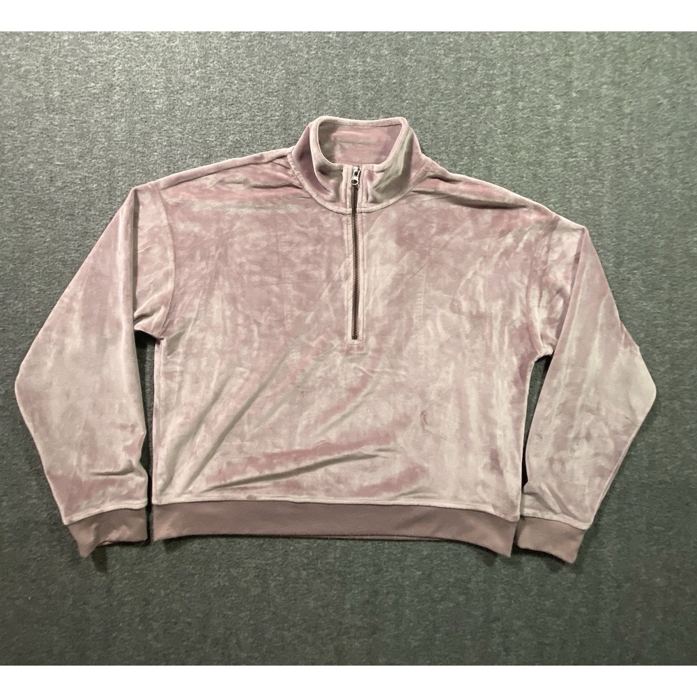Avia Y2K Pink Velvet Velour 1/4 Zip Boxy Pullover Mean Girls Mom Size M(8-10)